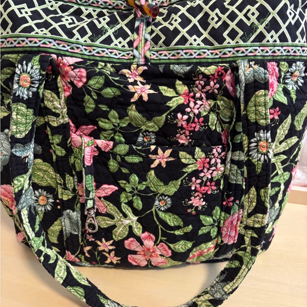 Vera Bradley Black and Pink Floral Tote - Picture 2 of 6